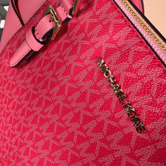 Michael Kors Charlotte Large Top Zip Shoulder Tote Bag MK Coral Reef Multi - Picture 10 of 10